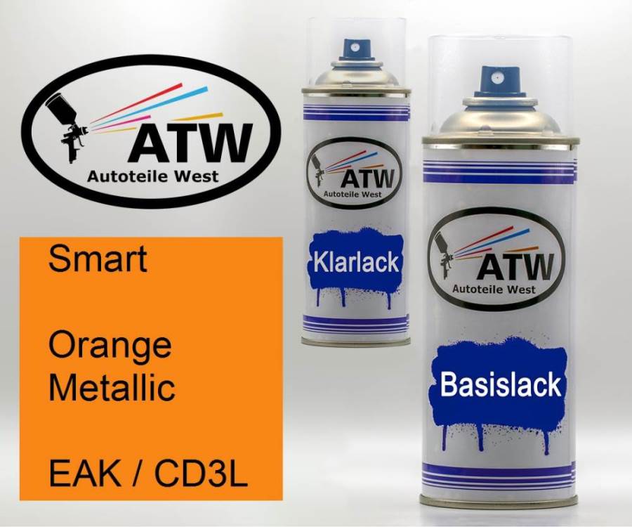 Smart, Orange Metallic, EAK / CD3L: 400ml Sprühdose + 400ml Klarlack - Set, von ATW Autoteile West.